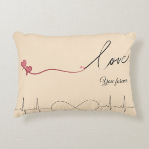 Love You Forever Romantic Heart & EKG Throw Pillo Accent Pillow