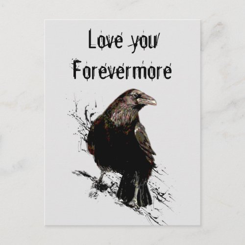 Love you Forevermore Fun Raven Quote Postcard