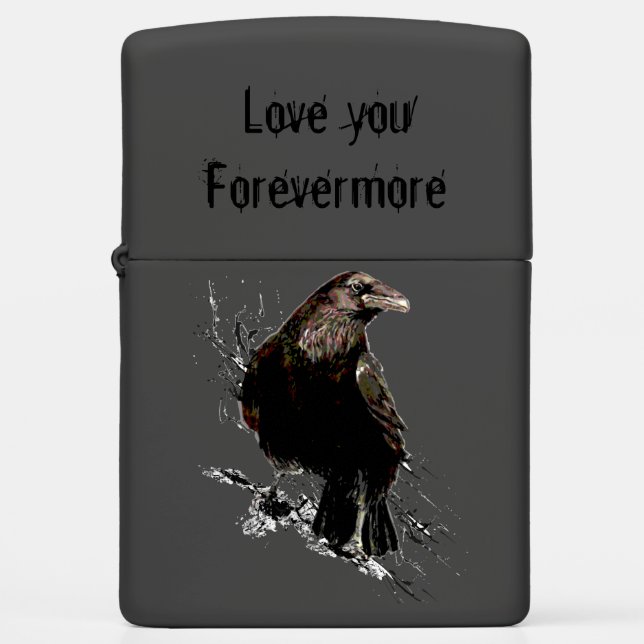 Love you Forevermore Fun Raven Quote Zippo Lighter (Front)