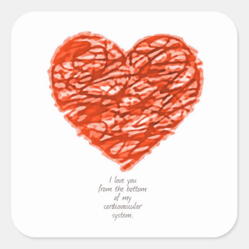 Love you from bottom of cardiovascular system square sticker
