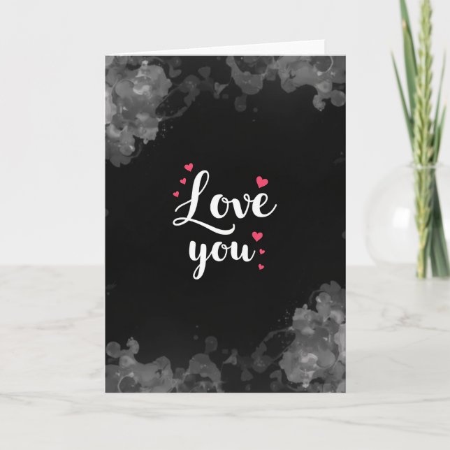 Love You Fuchsia Hearts Card (Front)
