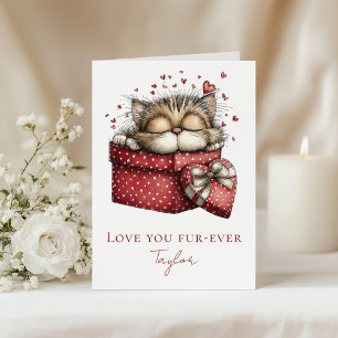 Love You Fur-Ever Cute Cat Valentine Folded Card
