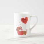 Love You Fur-Ever Cute Dachshund Dog Red Heart Bone China Mug<br><div class="desc">Love You Fur-Ever Cute Dachshund Dog Red Heart Bone China Mug features a cute Dachshund dog wearing heart shaped glasses with a red heart shaped balloon with the text "love you fur-ever" in modern script typography. Accented with cute red love hearts. Perfect gift for girlfriend, sweetheart, wife, dog lover, and...</div>
