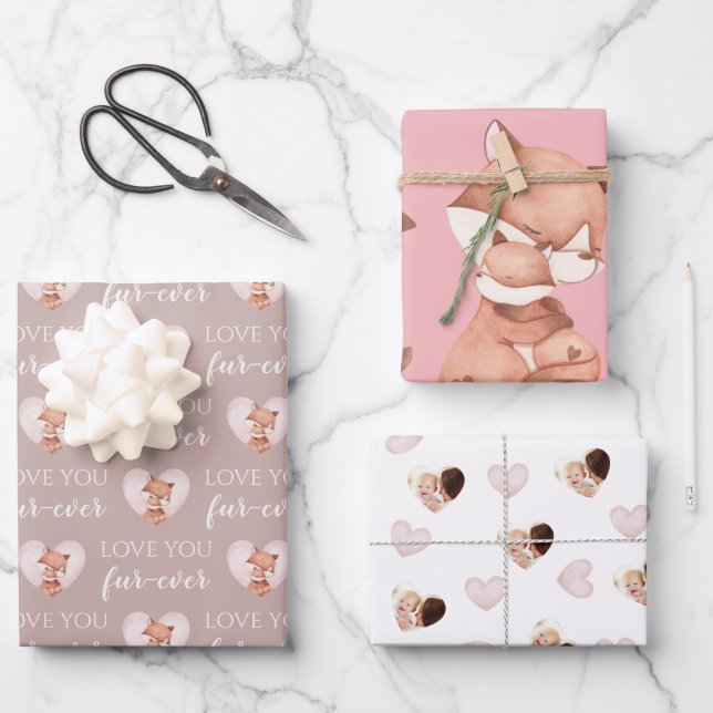 Love You Fur-Ever Fox Wrapping Paper Sheets  (Front)