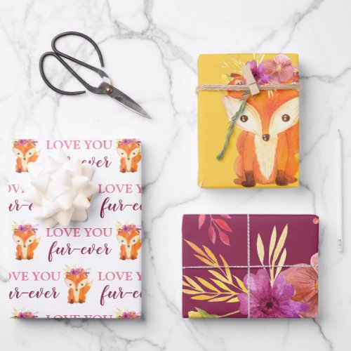 Love You Fur_Ever Fox Wrapping Paper Sheets 