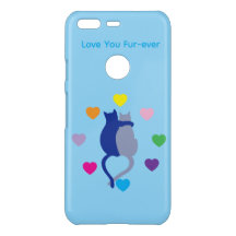 Love You Fur-ever Two Cats iPhone Case – Blue