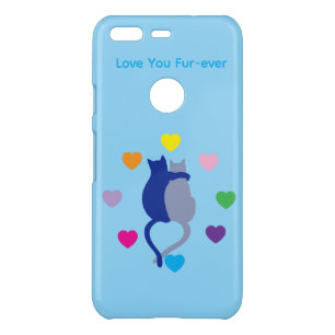 Love You Fur-ever Two Cats iPhone Case – Blue