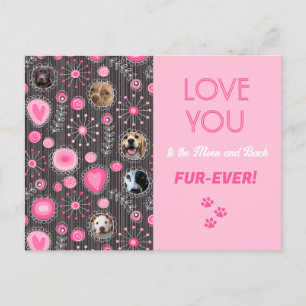 Love you Furever Pink Heart Flower Photo Collage  Postcard
