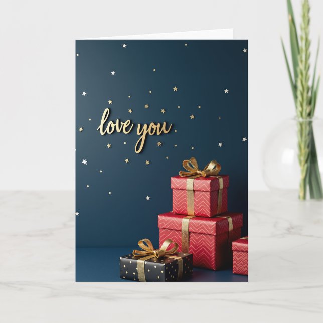 Love You Gifts Blue Gold Stars Card (Front)