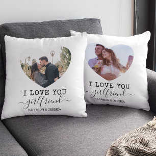 Love You Girlfriend heart Photo Throw Pillow