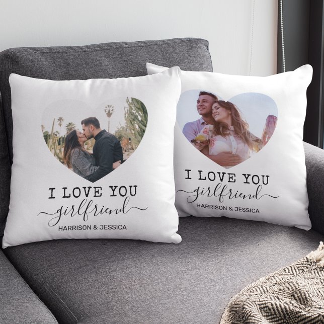 Love You Girlfriend heart Photo Throw Pillow (Creator Uploaded)
