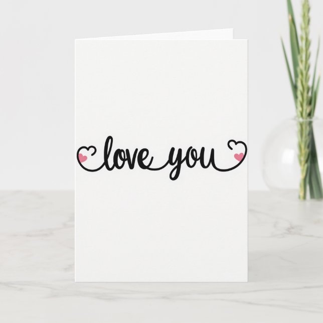 Love You Glitter Hearts Card (Front)