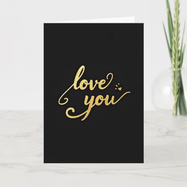 Love You Glittering Gold Card (Front)