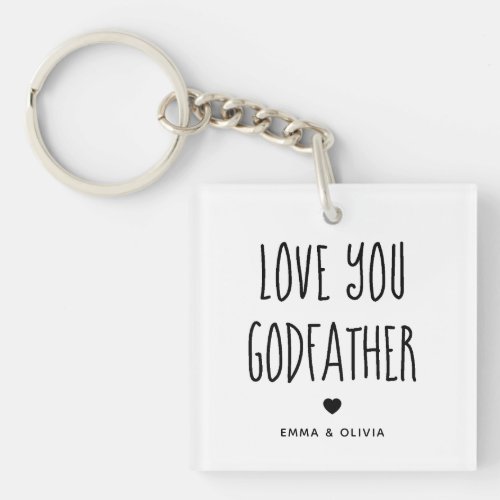 Love You Godfather Photo Back and Handwritten Text Keychain