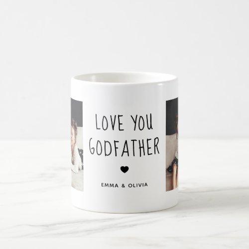 Love You Godfather  Two Photo Handwritten Text Coffee Mug
