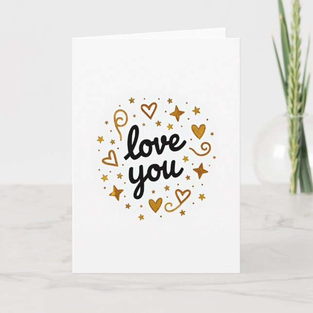 Love You Gold Sparkle Card (Front)