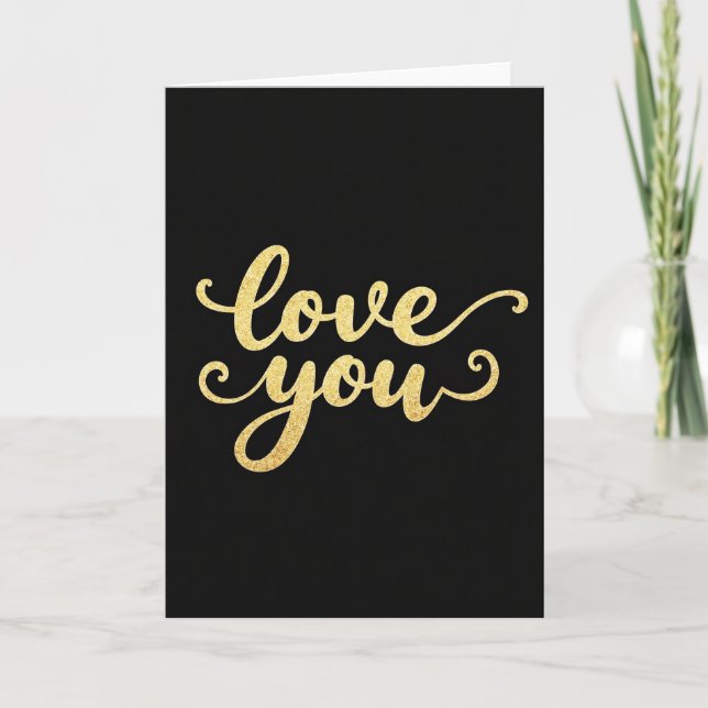 Love You Gold Sparkle Message Card (Front)