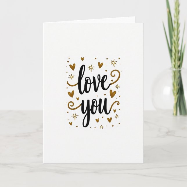 Love You Gold Star Sparkle Card (Front)