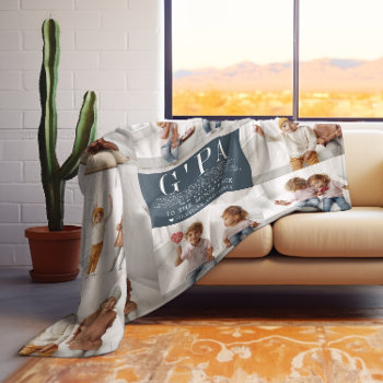 Love You G'pa | Custom Message Photo Collage Fleece Blanket by IYHTVDesigns at Zazzle