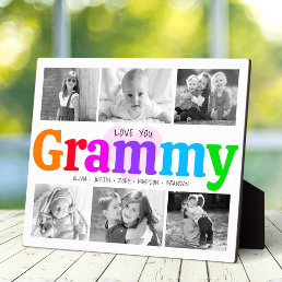 Love You Grammy Colorful Modern 6 Photo Collage Plaque
