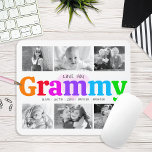 Love You Grammy Colorful Rainbow 6 Photo Collage Mouse Pad<br><div class="desc">“Love you Grammy.” She’s loving every minute with her grandkids. A playful, whimsical, stylish visual of colorful rainbow colored bold typography and black handwritten typography overlay a soft, light pink heart and a white background. Add 6 cherished photos of your choice and customize the names and message, for the perfect...</div>