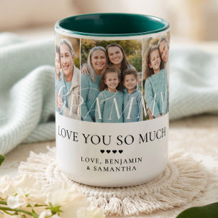 Love You Grammy Personalized 5 Photo Collage Gift Two-Tone Coffee Mug