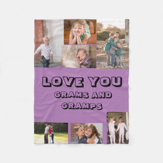 Love You Grams and Gramps Fleece Blanket (Front)