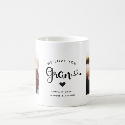 Love you Gran Hearts Custom Two Photo Trendy Chic Coffee Mug