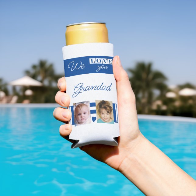 Love you grandad 4 photo white and blue seltzer can cooler (In Situ Pool)