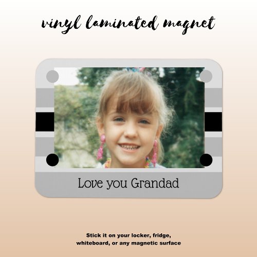 Love you Grandad grey and black photo Magnet