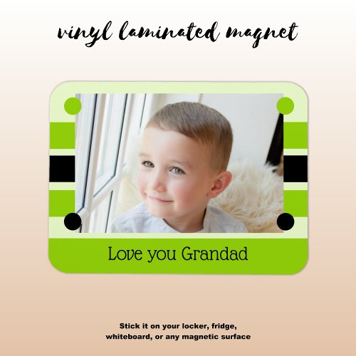 Love you Grandad lime and black photo Magnet