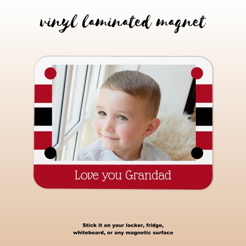 Love you Grandad red and black photo Magnet