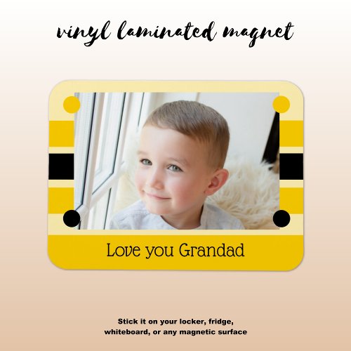 Love you Grandad yellow and black photo Magnet