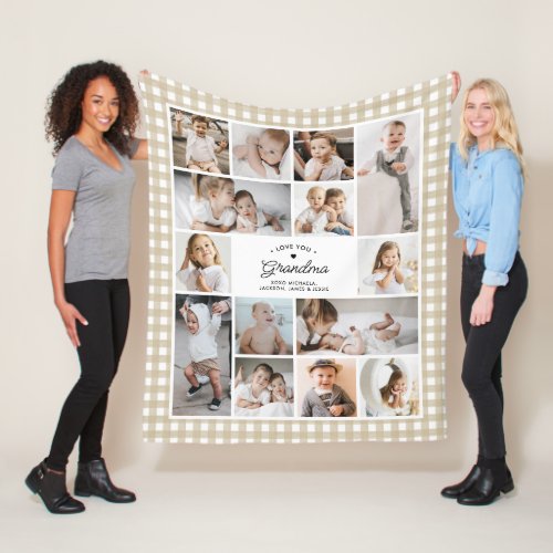 Love You Grandma 14_Photo Collage Custom Text Gift Fleece Blanket