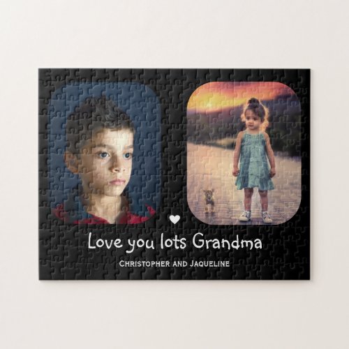 Love You Grandma 2 Photo Text Template Collage Jigsaw Puzzle