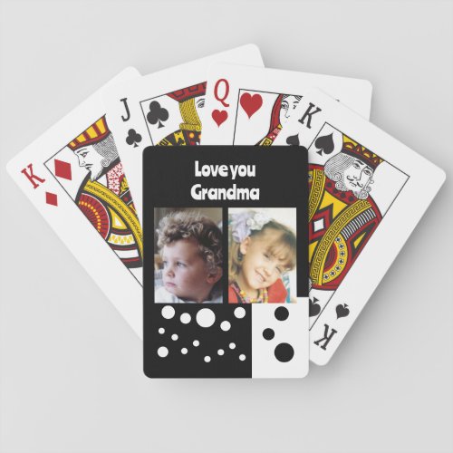 Love you Grandma 2 photos black and white Poker Cards