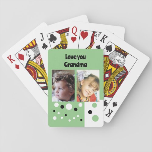 Love you Grandma 2 photos green and black Poker Cards