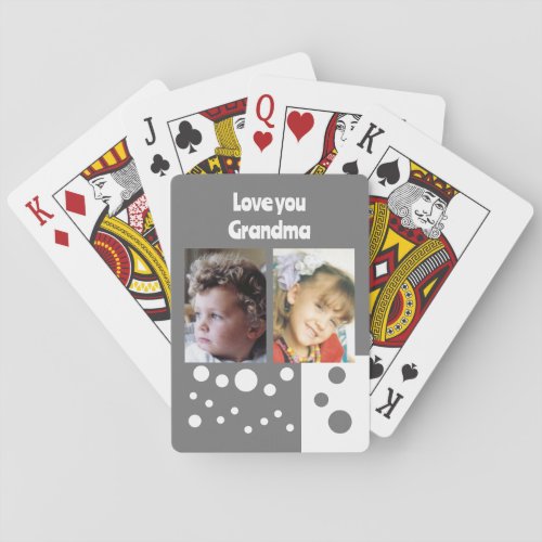 Love you Grandma 2 photos grey and white Poker Cards