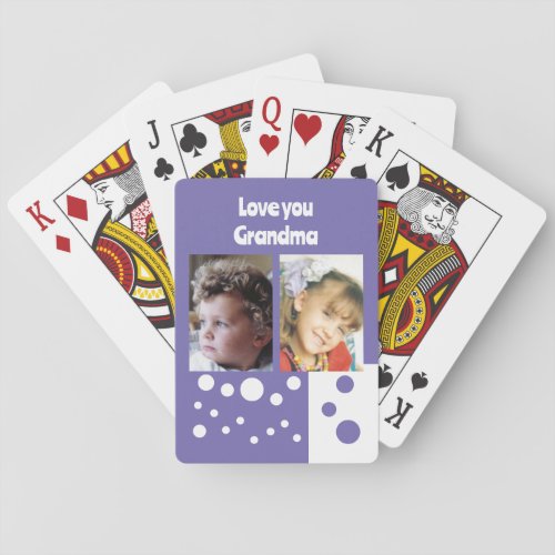 Love you Grandma 2 photos purple and white Poker Cards