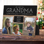 Love You Grandma 3 Photo Collage Black Wood Plaque<br><div class="desc">A memorable keepsake gift for grandma with grandchildren photos and names.</div>