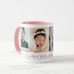 Love You Grandma 4-Photo Grandchildren's Names Mug<br><div class="desc">Celebrate the special bond between grandmothers and their grandchildren with this personalized photo collage mug. This heartwarming design features a series of cherished photos beautifully arranged around the mug, showcasing unforgettable moments and smiles. Customizable with names and an editable "Love you Grandma" message, this mug makes a perfect gift for...</div>