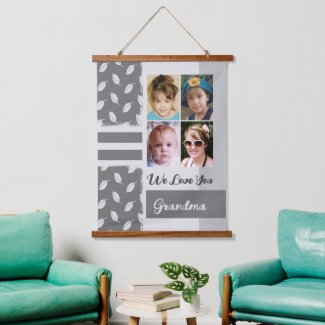 Love you Grandma 4 photo leaf pattern grey