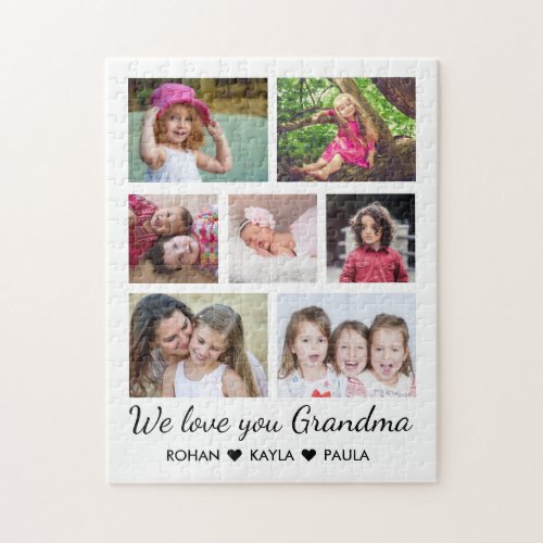 Love You Grandma 7 Photo Collage White Jigsaw Puzzle
