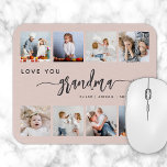 Love You Grandma 8 Photo Collage Blush Pink Mouse Pad<br><div class="desc">Give Grandma a gift she'll cherish. This photo collage mouse pad features eight of her favorite square photos of the grandkids, along with the message "Love You Grandma." The word "grandma" appears in elegant charcoal gray handwriting script with flourishes at the beginning and end on a blush pink background. Add...</div>