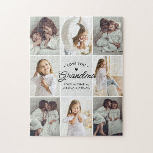 Love You Grandma 8-Photo Collage Personal Message Jigsaw Puzzle