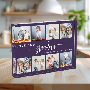 Love You Grandma 8 Photo Collage Purple Block