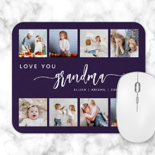 Love You Grandma 8 Photo Collage Purple Mouse Pad