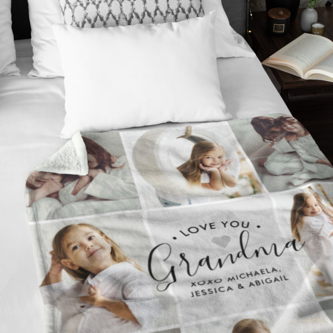 Love You Grandma 8-Photo Fleece Blanket