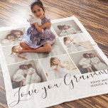 Love You Grandma 9-Photo Fleece Blanket<br><div class="desc">This custom photo collage blanket design is a heartfelt tribute perfect for gifting to a cherished grandma. Featuring a grid layout of nine personalized photo slots, it beautifully showcases treasured family moments in a soft, modern aesthetic. The bottom of the blanket is adorned with elegant script that reads "Love you...</div>