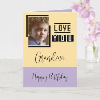 Love you Grandma add photo purple yellow birthday